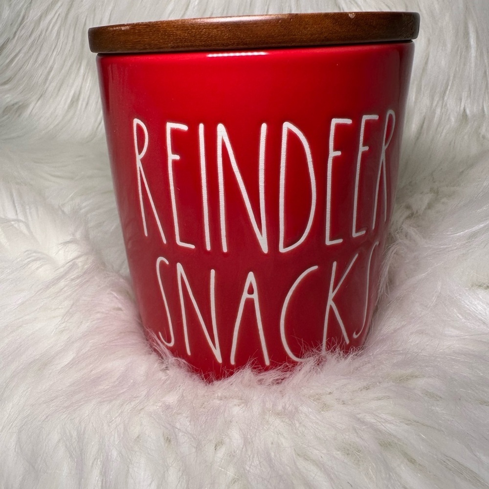 Rae Dunn Red Reindeer Snacks Cellar - Picture 2 of 5